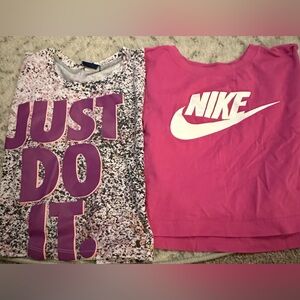 Two Nike crop tops one is size medium and one is size small both fit like small